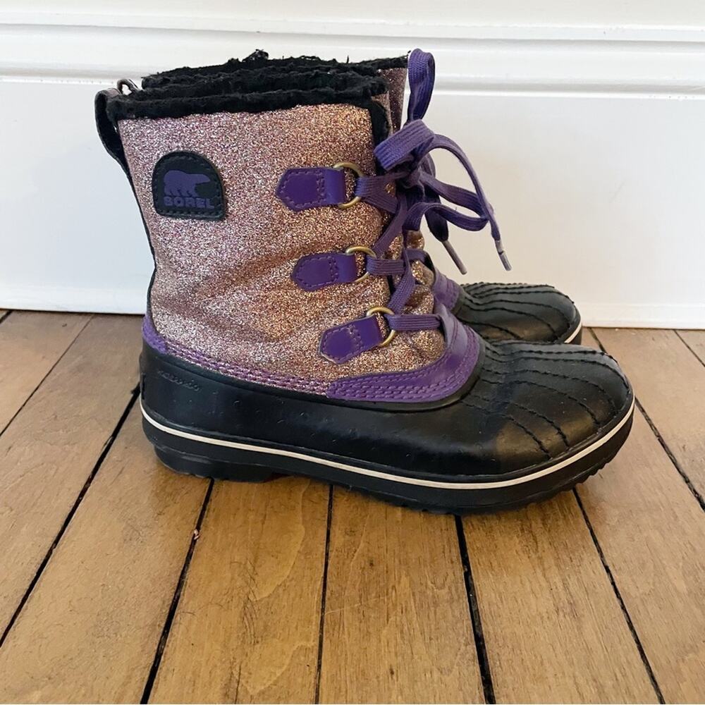 Sorel Tivoli Purple Glitter Snow Boots Girls 3 - Picture 3 of 9